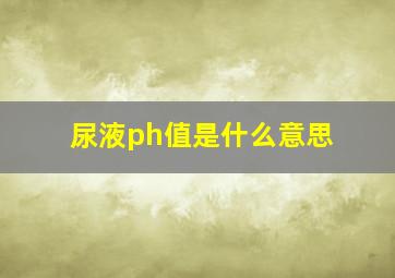 尿液ph值是什么意思