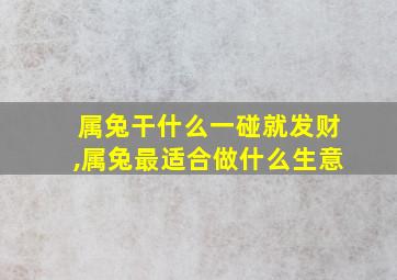 属兔干什么一碰就发财,属兔最适合做什么生意