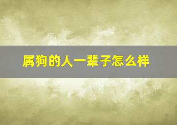 属狗的人一辈子怎么样