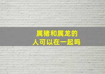 属猪和属龙的人可以在一起吗