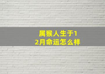 属猴人生于12月命运怎么样