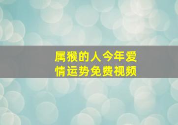 属猴的人今年爱情运势免费视频