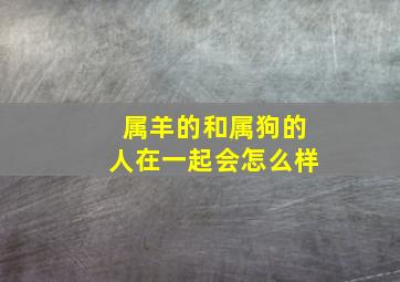 属羊的和属狗的人在一起会怎么样