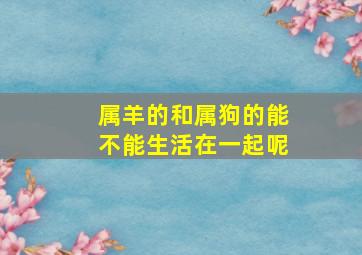 属羊的和属狗的能不能生活在一起呢