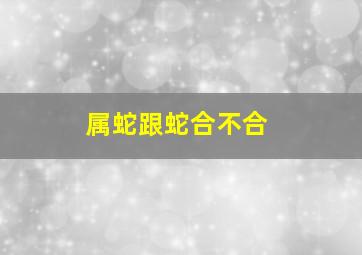 属蛇跟蛇合不合