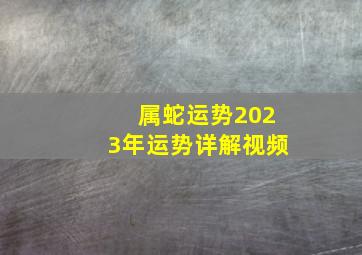 属蛇运势2023年运势详解视频