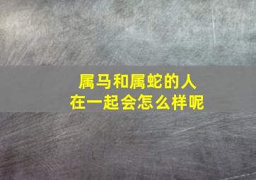 属马和属蛇的人在一起会怎么样呢