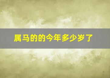 属马的的今年多少岁了