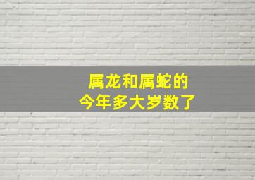 属龙和属蛇的今年多大岁数了