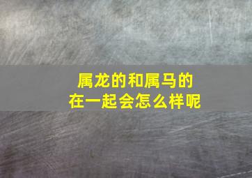 属龙的和属马的在一起会怎么样呢