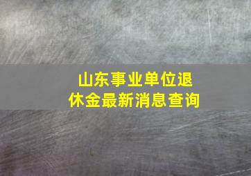 山东事业单位退休金最新消息查询