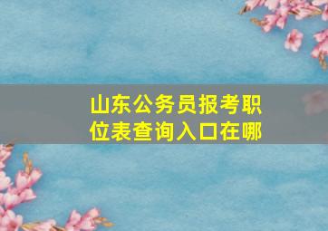 山东公务员报考职位表查询入口在哪