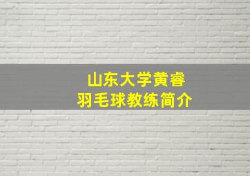 山东大学黄睿羽毛球教练简介