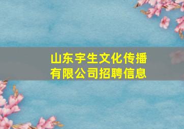 山东宇生文化传播有限公司招聘信息