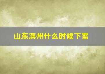 山东滨州什么时候下雪