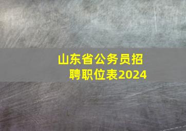 山东省公务员招聘职位表2024