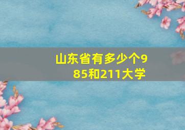 山东省有多少个985和211大学