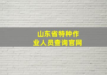 山东省特种作业人员查询官网