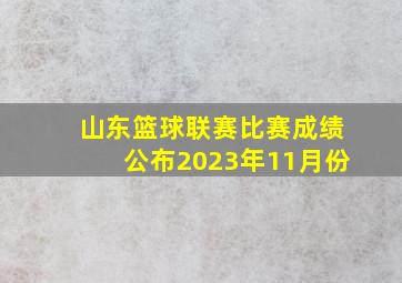 山东篮球联赛比赛成绩公布2023年11月份