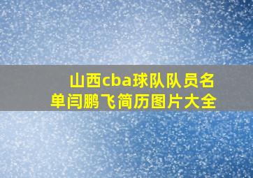 山西cba球队队员名单闫鹏飞简历图片大全