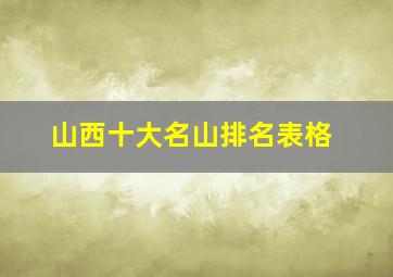 山西十大名山排名表格