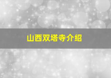 山西双塔寺介绍