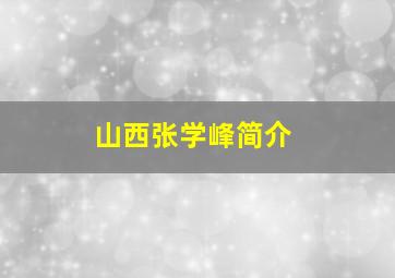 山西张学峰简介