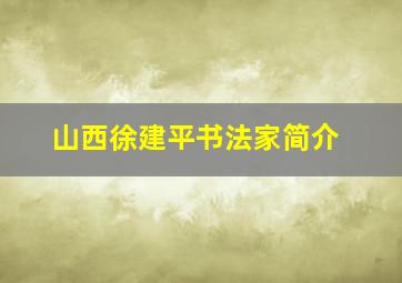 山西徐建平书法家简介