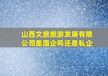 山西文旅旅游发展有限公司是国企吗还是私企