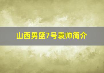 山西男篮7号袁帅简介