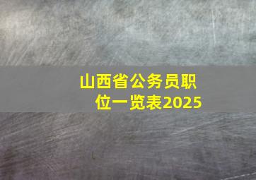 山西省公务员职位一览表2025