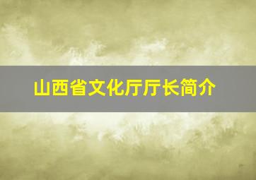 山西省文化厅厅长简介