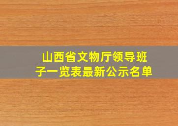 山西省文物厅领导班子一览表最新公示名单