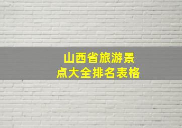 山西省旅游景点大全排名表格