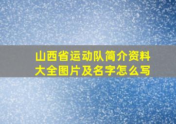 山西省运动队简介资料大全图片及名字怎么写