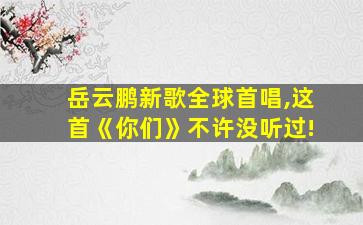 岳云鹏新歌全球首唱,这首《你们》不许没听过!