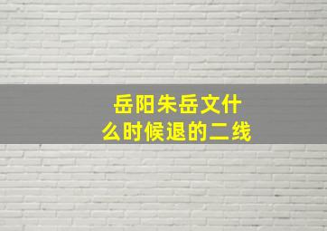 岳阳朱岳文什么时候退的二线