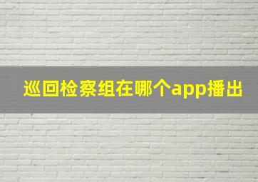 巡回检察组在哪个app播出