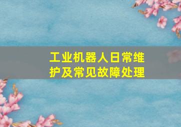 工业机器人日常维护及常见故障处理