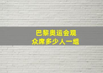 巴黎奥运会观众席多少人一组