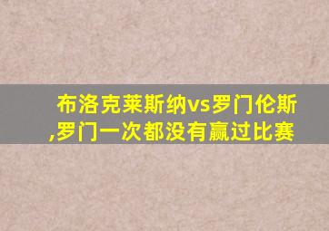 布洛克莱斯纳vs罗门伦斯,罗门一次都没有赢过比赛