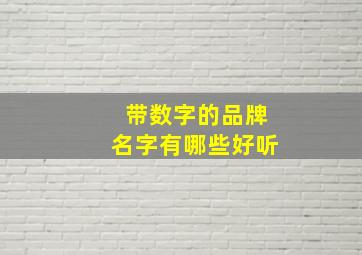 带数字的品牌名字有哪些好听