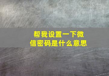 帮我设置一下微信密码是什么意思