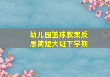 幼儿园篮球教案反思简短大班下学期