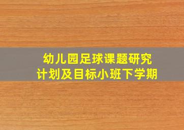 幼儿园足球课题研究计划及目标小班下学期