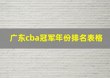 广东cba冠军年份排名表格