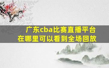 广东cba比赛直播平台在哪里可以看到全场回放