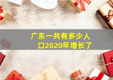 广东一共有多少人口2020年增长了