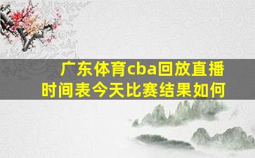 广东体育cba回放直播时间表今天比赛结果如何