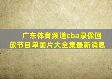 广东体育频道cba录像回放节目单图片大全集最新消息